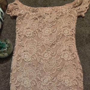 Light Peach 🍑 color lace dress